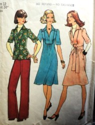 7049 1975 INSET SS DRESS,BELT,TOP, PANTS PATTERN 12 34